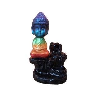 Incensário Cascata Backflow Buda varias cores 13cm brinde 1 incensos (1)
