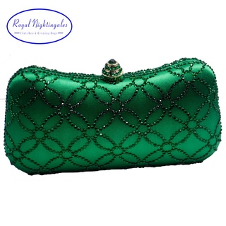 Flor Esmeralda Verde Escuro Rhinestone Cristal Clutch Evening Bags Para Mulheres Festa De Casamento Nupcial Bolsa De E Caixa De Embreagem