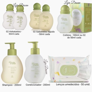 Kit Natura mamãe e bebê shampoo+ condicionador+ Colônia + Sabonete Líquido + hidratante