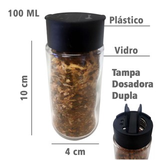 Kit 10 Potes Tempero De Vidro Tampa Dosadora Dupla + Etiquetas Lousa (3)