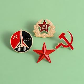 Retro USSR Symbol Enamel Pin Red Star Sickle Hammer Cold War Soviet CCCP Brooch icon Badge lapel pin For Coat Cap (6)