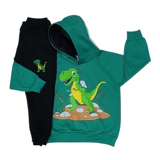 Conjunto Moletom Masculino Infantil Super Qualidade Dinossauro agasalho calça e blusa