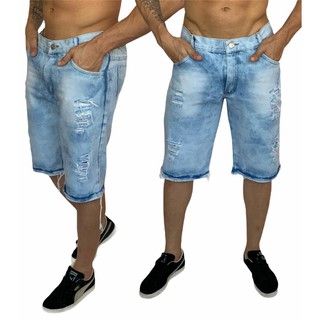 bermudas jeans masculinas baratas clara kit com 2 em promoção (limitado)