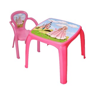 Mesa Infantil Com Uma Cadeira Decoração De Princesa - Usual Brinquedos