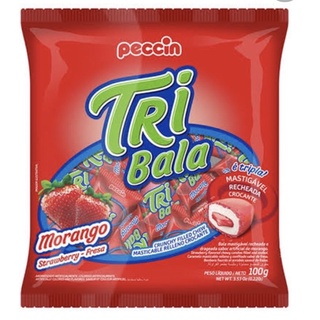 Pacote Bala Tribala Morango 100g - Peccin