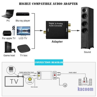 Ka Optical Toslink Digital Para Analógico De Áudio Conversor Adaptador Rca L / R