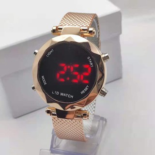 LED Relógio feminino relógio de quartzo estilo LED redondo luminoso casual luxo de qualidade (3)