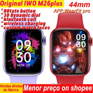 Relógio inteligente iwo M26 Plus Original para homens de 1,77 polegadas Bluetooth Call Charging Wireless 3D Dynamic Dial IP67 Music Smartwatch
