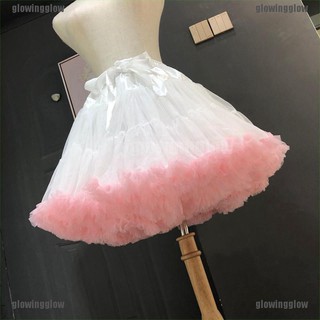 【 Glow】 Women Petticoat Lolita Tutu Skirt Lace Crinoline Cosplay Cute