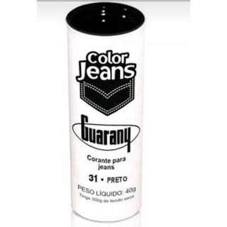 Tinta para tecido Guarany preto color jeans 40 Gr corante de roupas