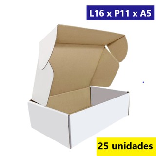 Caixa de Papelão branca para Correio Sedex/pac 16x11x5cm Kit 25