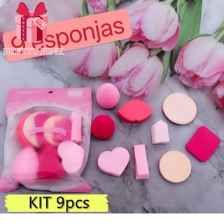 Kit 9 esponjas de maquiagem reutilizavel base pó compacto item de beleza feminino cor aleatória esponja gota PRONTA ENTREGA (1)