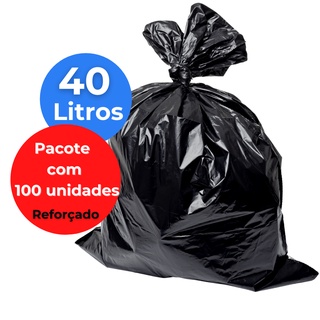 Saco Plástico De Lixo Preto 40 Litros 100 Un Uso Doméstico