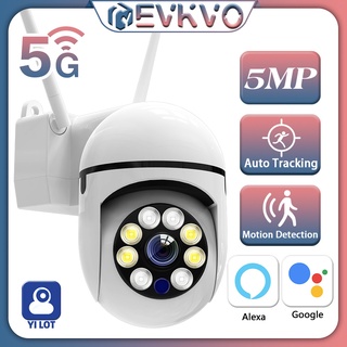EVKVO 5MP Alexa & Google CCTV Sem Fio Super Mini Impermeável Ao Ar Livre Rastreamento Automático Humano 5G WIFI PTZ IP Câmera Color Night Vision De Segurança