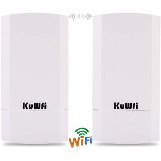 KuWFi 2-Pcs 300 Mbps Wireless Outdoor CPE AP Wireless 2.4G WiFi Bridge Suporta 1KM Distance Solution for PTP / PTMP