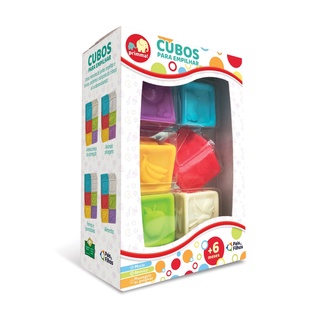 Brinquedo Infantil Cubos Para Empilhar c/ Desenho - 6 Pecas