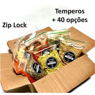 Temperos Condimentos e Especiarias com Etiquetas Adesivas Reutilizáveis em Saquinhos Zip