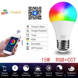 【smart light bulb】E27 B22 Lâmpada Smart Wifi 15w Smart Light coastline