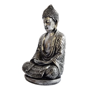 Estatua Buda Hindu Meditando Sentado Enfeite Decorativo 25x14,5x11 Decoração Gesso