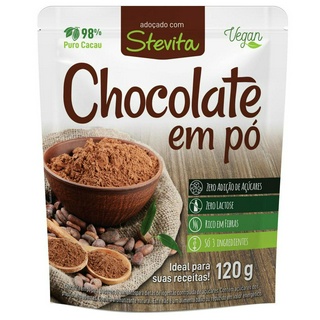 Chocolate Natural em Po 98% Cacau Adocado c/ Stevia 120g