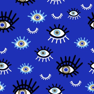 Tricoline Olho Grego Azul Escuro, 100% Algodão, 50cm x 1,50m