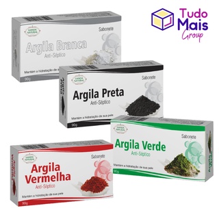 Kit 4 Sabonetes De Argila - Preta, Vermelha, Verde e Branca - 90gr cada - Lianda Natural