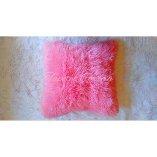 Almofada peludo capa rosa claro bebê 45cm x 45xm felpudo antialérgico