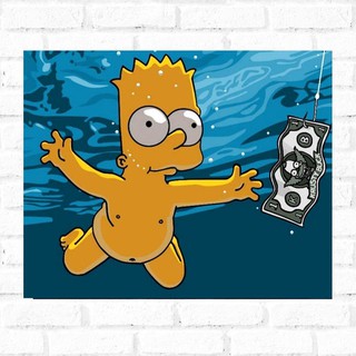 Placa Decorativa Bart Simpson Nirvana - Rock