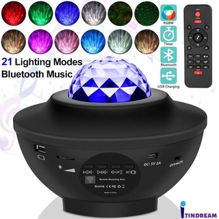 Colorido Projetor Estrelada Céu Galáxia Bluetooth Usb Voice Control Music Player Led Night Light Romântico Projeção Da Lâmpada tindream