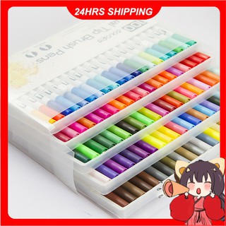 [Paintbrush] 120 Colors Dual Tip Brush Pens Art Markers Set Flexible Brush & 0.4mm Fineliner Tips Watercolor Color Pens
