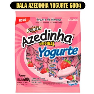 Bala icekiss Azedinha sabor Morango Yogurte mastigável pacote 600g (1)
