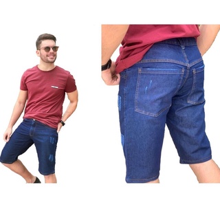 Bermuda Jeans Masculina Slim Com Lycra Elastano