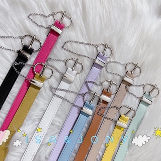 cintos feminino fino fivela metal corrente prata colorido moda blogueiro cinto corrente vares cores Macaron candy (1)