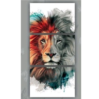 quadro decorativo mosaico leão Judá colorido