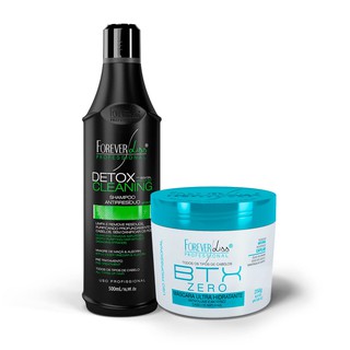 Kit Botox Zero Sem Formol 250g + Shampoo Detox Antirresíduo 500ml - Forever Liss Antifrizz + Limpeza Profunda