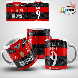 Caneca de Porcelana do Flamengo Uniforme 2019/2020/2021 Personalizada Com Nome e Número Decoração