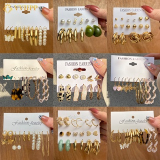 8-piece Earring Set Fashion Alloy Earrings Acrylic Dangle Earring Pearl Inlaid Earrings for Women Butterfly Pendants Gold Earrings Women Accessories