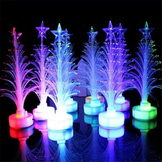 1PC Color Fiber Optic Slow Flash LED Mini Christmas Tree with Top Star Battery Powered (1)