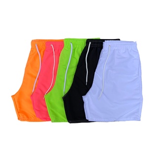Kit 2x Shorts Masculino Mauricinho Neon Tactel Moda Praia Liso Bermuda Verão