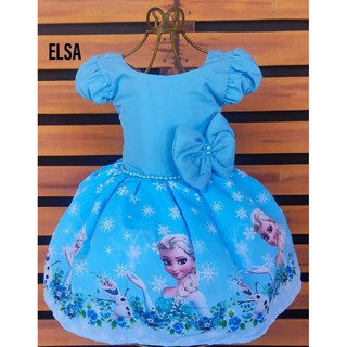 Vestidos Temático Infantil Elsa Frozen Elsa azul