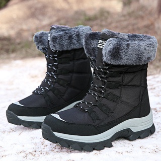 【Logística rápida】Sapatos de inverno de cano alto de algodão, botas de neve femininas, sapatos de sola grossa e de veludo (4)