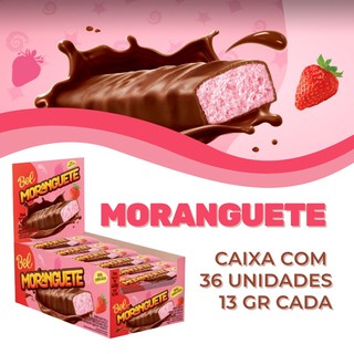 Moranguete Caixa com 36 Unidades 468g Bel Bombom de Chocolate recheio sabor morango