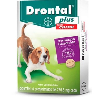Drontal Plus Sabor Carne - Vermicida - Giardicida - Contém 4 Comprimidos