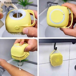 Roswetty Silicone Pet Shower Brush Replaceable Body Washclothes Fast Foaming Cute BR