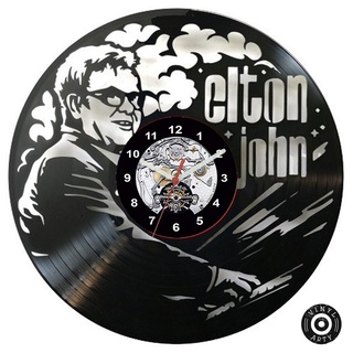 Relogio de parede Elton John feito em disco De Vinil - Relógio Musica Decoração De Vinil Disco Lp