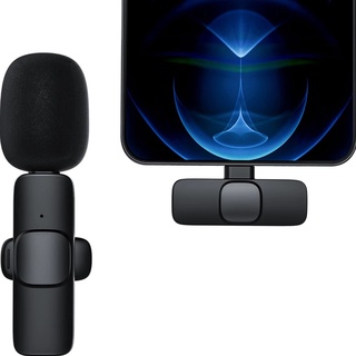 Microfone Lapela S/ Fio Wireless C/ Conector iPhone e Tipo C
