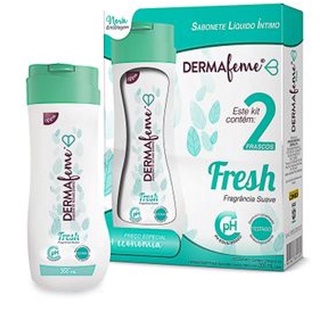 Kit Dermafeme Fresh sabonete intimo 2 unidades 200ml cada higiene feminina