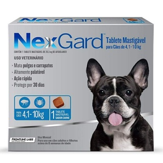 O melhor remédio para pulgas e carrapatos NEXGARD Original para cães de 4 a 10 kg