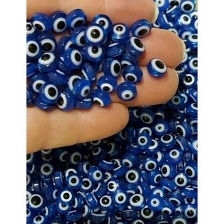 Miçanga Olho Grego azul 8mm em resina - 50 unidades