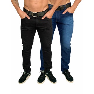 Kit 2 Calça Corte Reto Slim Normal Jeans Masculina Premium calça elastano